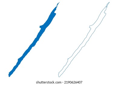 Lake Loch Ness (Reino Unido de Gran Bretaña e Irlanda del Norte, Escocia) mapa de ilustraciones vectoriales, dibujo de garabatos Mapa de Loch Nis