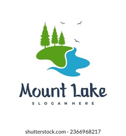 Lake logo design template. Mount Lake vector illustration. Badge design.