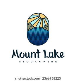 Lake logo design template. Mount Lake vector illustration. Badge design.
