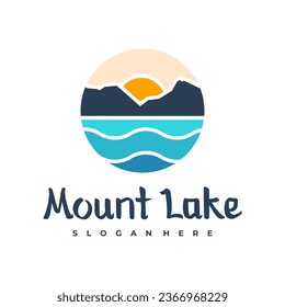 Lake logo design template. Mount Lake vector illustration. Badge design.