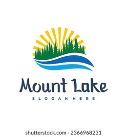 Design-Vorlage für das Logo des Sees. Monte Lake Vektorgrafik. Badge Design.