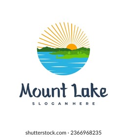Lake logo design template. Mount Lake vector illustration. Badge design.