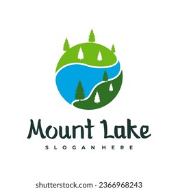 Lake logo design template. Mount Lake vector illustration. Badge design.