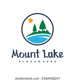 Lake logo design template. Mount Lake vector illustration. Badge design.