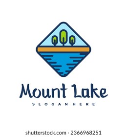 Lake logo design template. Mount Lake vector illustration. Badge design.