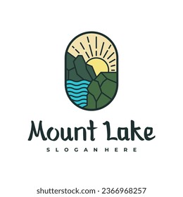 Lake logo design template. Mount Lake vector illustration. Badge design.
