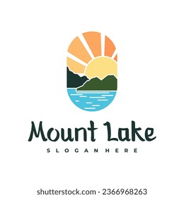 Lake logo design template. Mount Lake vector illustration. Badge design.
