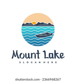 Lake logo design template. Mount Lake vector illustration. Badge design.