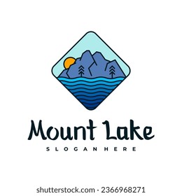 Lake logo design template. Mount Lake vector illustration. Badge design.