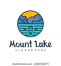 Lake logo design template. Mount Lake vector illustration. Badge design.