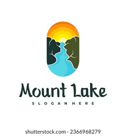 Design-Vorlage für das Logo des Sees. Monte Lake Vektorgrafik. Badge Design.
