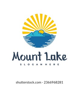 Lake logo design template. Mount Lake vector illustration. Badge design.