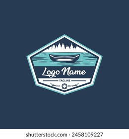 Vector de diseño del logotipo del lago, ilustración de la naturaleza
