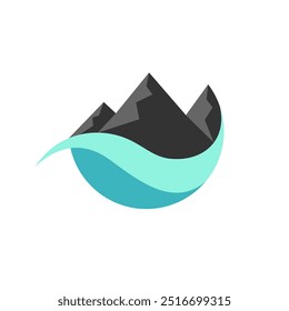 lake logo with silhouette mountain concept