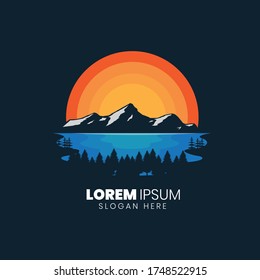 Lake logo template design for mascot