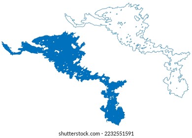 Lake Lough Corrib (Republic of Ireland) map vector illustration, scribble sketch Loch Coirib map