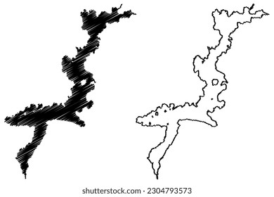 Lake Lough Derg (Republic of Ireland) map vector illustration, scribble sketch Lough Dergart or Loch Deirgeirt map