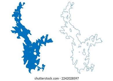 Lake Lough Ree (Republic of Ireland) map vector illustration, scribble sketch Loch Rí or Ri map