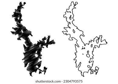 Lake Lough Ree (Republic of Ireland) map vector illustration, scribble sketch Loch Rí or Ri map