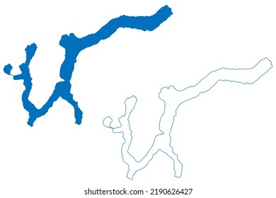 Lake Lugano (Italian Republic, Italy, Switzerland, Swiss Confederation) map vector illustration, scribble sketch Lago di Lugano or Ceresio map