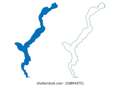 Lake Maggiore (Italian Republic, Italy, Switzerland, Swiss Confederation) map vector illustration, scribble sketch Lago Verbano map