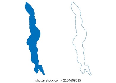 Lake Malawi (Tanzania, Africa, African Great Lakes) Map Vector Illustration, Scribble Sketch Lake Nyasa Or Lago Niassa Map