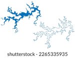 Lake Mark Twain Reservoir (United States of America, North America, us, usa, Missouri) map vector illustration, scribble sketch Clarence Cannon or Joanna Dam map