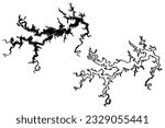 Lake Mark Twain Reservoir (United States of America, North America, us, usa, Missouri) map vector illustration, scribble sketch Clarence Cannon or Joanna Dam map