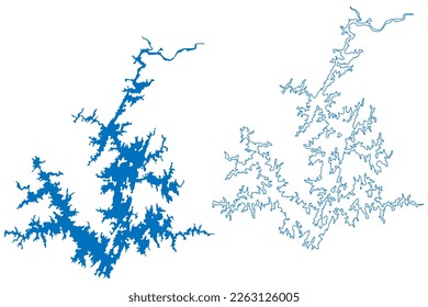 Lake Martin Reservoir (United States of America, North America, us, usa, Alabama) map vector illustration, scribble sketch Martin Dam map