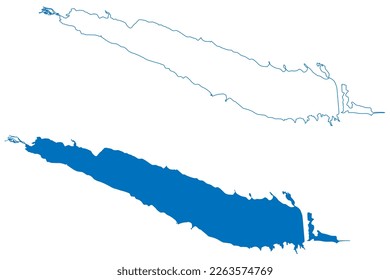 Lake McConaughy and Ogallala Reservoir (United States of America, North America, us, usa, Nebraska) map vector illustration, scribble sketch Kingsley Dam map