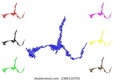 Lake Mead Reservoir (United States of America, North America, us, usa, Nevada and Arizona) map vector illustration, scribble sketch Hoover or Boulder Dam map