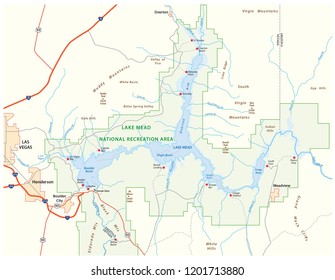 Lake Mead vector map, Nevada, Arizona, United States.