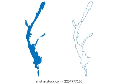 Lake Memphremagog (Canada, United States, North America, us) map vector illustration, scribble sketch Lac Memphrémagog map