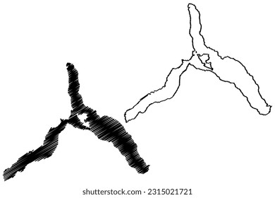 Lake Menendez (South America, Argentine Republic, Argentina) map vector illustration, scribble sketch Lago Menéndez map