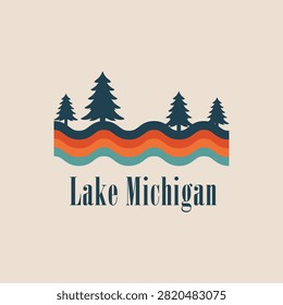 Lake of Michigan Simple Lines Design Perfect for Apparel, Sticker, etc