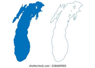 Lake Michigan (United States, North America, Us, Great Lakes) Map Vector Illustration, Scribble Sketch Map