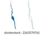 Lake Mohave Reservoir (United States of America, North America, us, usa, Nevada and Arizona) map vector illustration, scribble sketch Davis Dam map