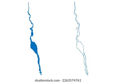 Lake Mohave Reservoir (United States of America, North America, us, usa, Nevada and Arizona) map vector illustration, scribble sketch Davis Dam map