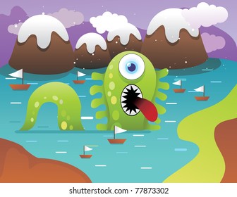 lake monster vector