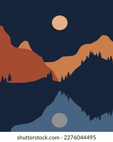 In dieser Vektorgrafik wird eine See- und Berglandschaft gesehen.

