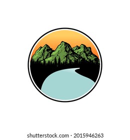 Lake Mountain Logo vector white background