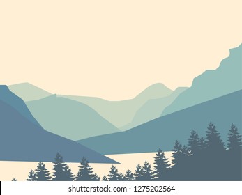 Lake and mountains background