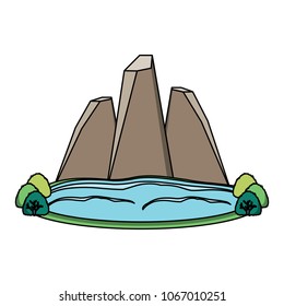 lake and mountains icon