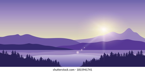 lake in mountains landscape.Vector landscape.