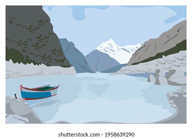 LAKE AND MOUTAINS LANDSCAPE VECTOR LAYERS