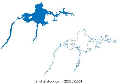 Lake Narva Reservoir (Russia, Russian Federation, Republic of Estonia) map vector illustration, scribble sketch Narva veehoidla map