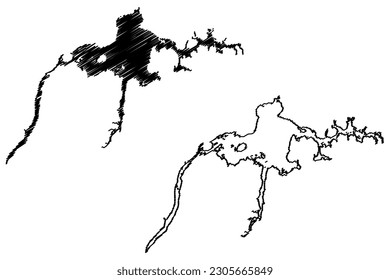 Lake Narva Reservoir (Russia, Russian Federation, Republic of Estonia) map vector illustration, scribble sketch Narva veehoidla map