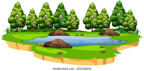 Lake Nature Landscape Illustration Stock Vector (Royalty Free ...