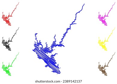 Lake New Melones Reservoir (United States of America, North America, us, usa, California) map vector illustration, scribble sketch New Melones Dam map