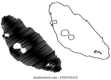 Lake Nicaragua (Central America, Republic of Nicaragua) map vector illustration, scribble sketch Cocibolca or Granada map